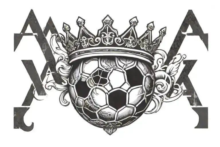 Football And The Letter A With A Crown