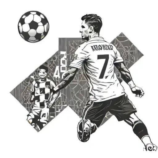 A Stylized Football With Cristiano Ronaldo's Jersey Number Incorporated Into The Design