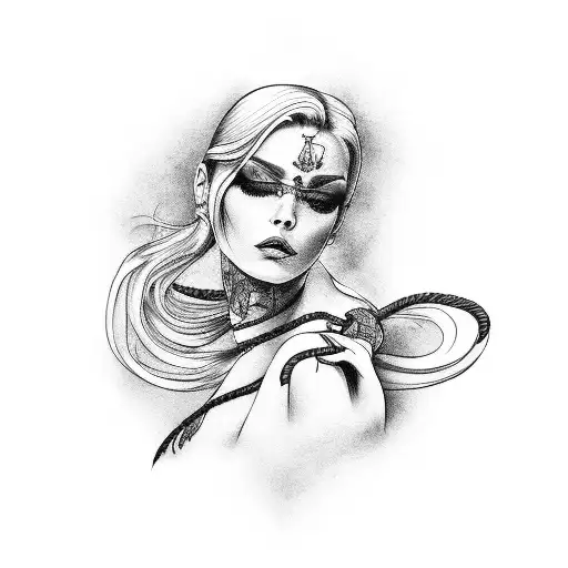 A Sensual Portrait Of A Woman With A Whip Wrapped Around Her Arm Spine