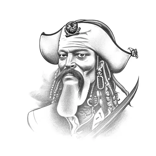 A Portrait Of Your Dad As A Pirate Captain With A Subtle Sublime Logo In The Background