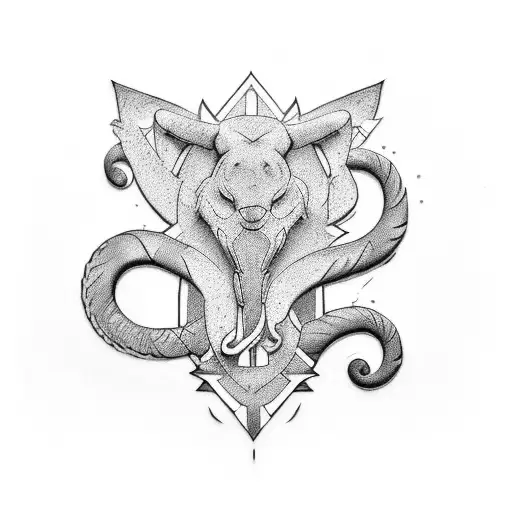 A Tattoo Design Combining The Letters 'Famu' With Animal Illustrations