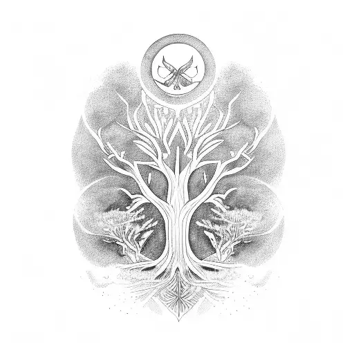 Tree Of Life With Odin Ravens