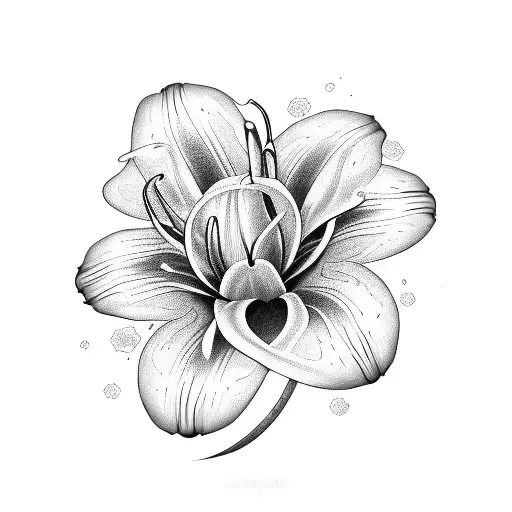 A Detailed Illustration Of A Lily Flower Intertwined With Biblical Scriptures