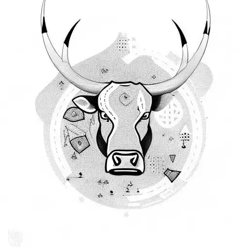 Create A Tattoo That Contains A Bull In Fine Line And The Number 1995
