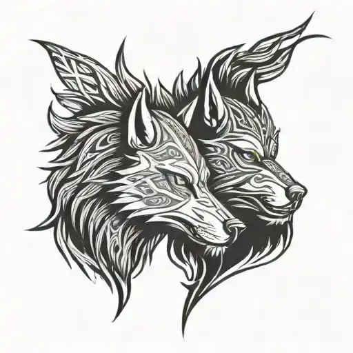 Vikings Fighting Wolf