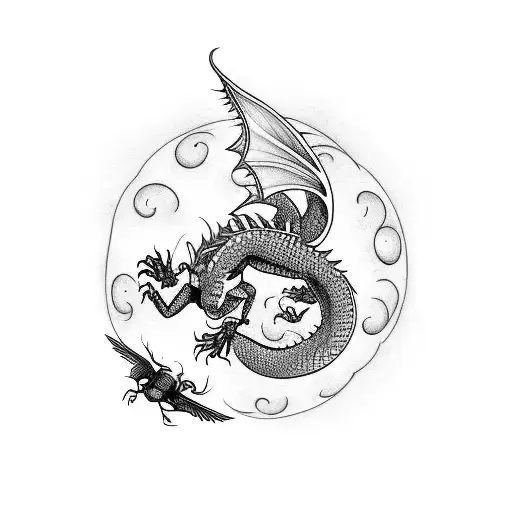 Three Fly Dragons And Little Bull