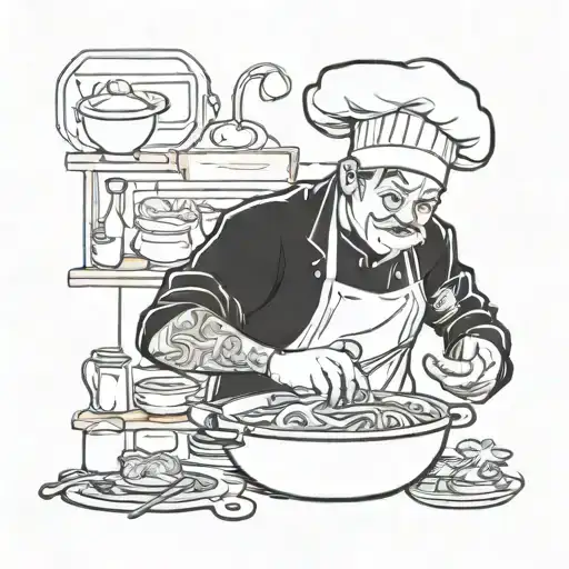 A Chef Character From An Anime Cooking Up A Storm In The Kitchen