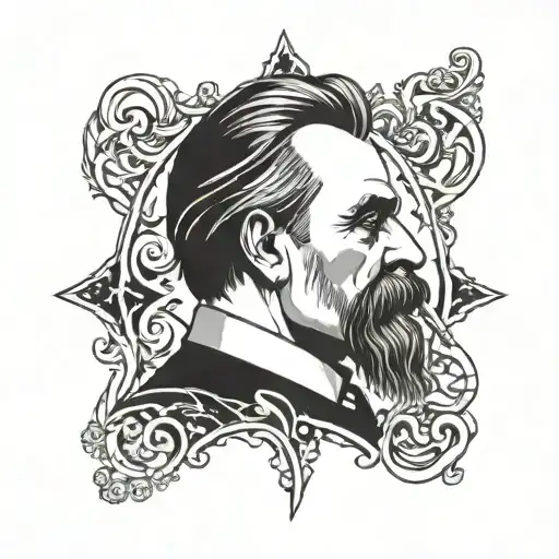 Head Of Nietzsche In Gothic Style