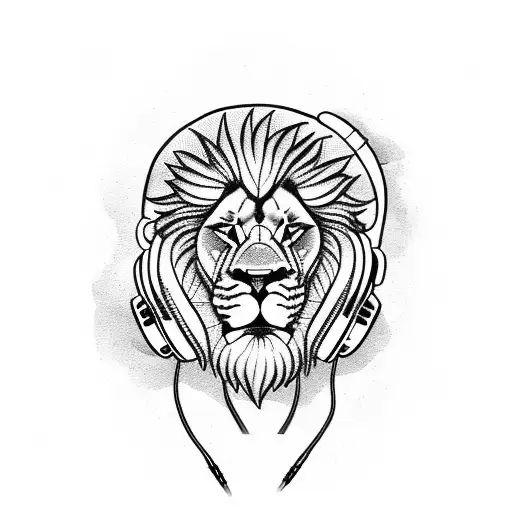 A Lion Wearing Headphones And Running Shoes