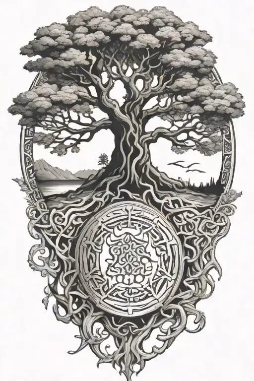 Yggdrasil And Odin Accompanied