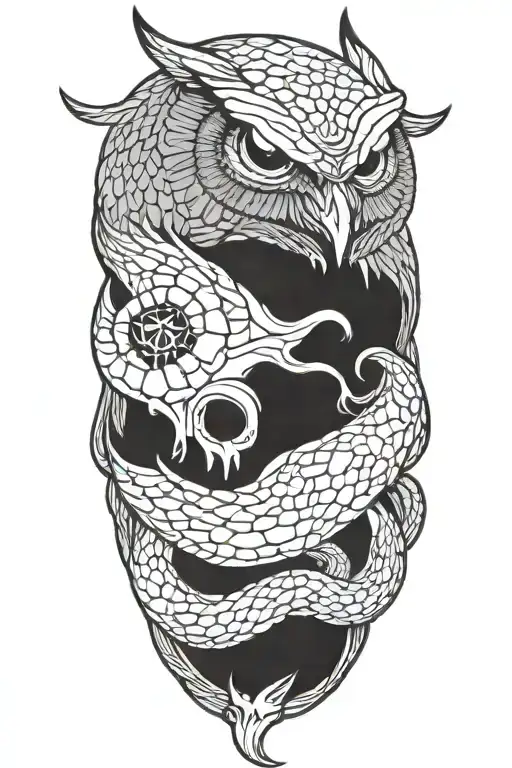 Owl Skull Coiling Snake Slithering