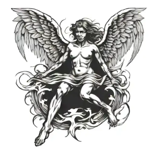 Falling Angel With Feathers