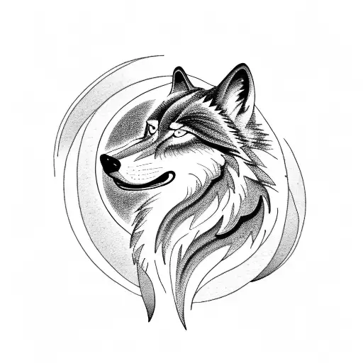 A Howling Wolf Under A Crescent Moon