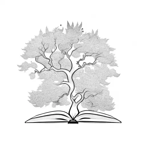 A Magical Tree Growing Out Of An Open Book