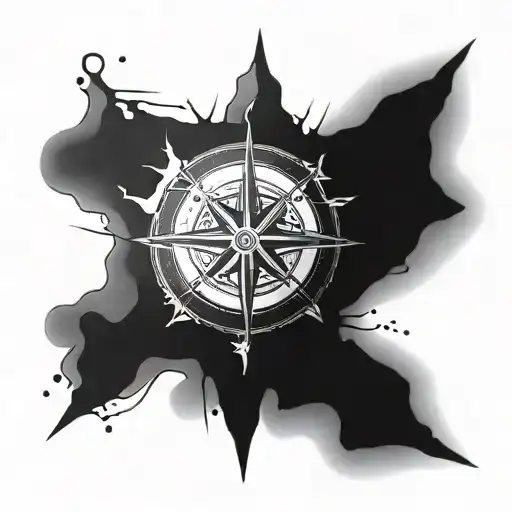 Knee Tattoo Compass Surrounded
