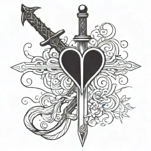 Sword With Heartbeat Line In The Middle