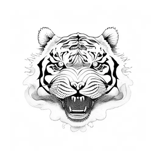 Angry Tiger With Burning Mane