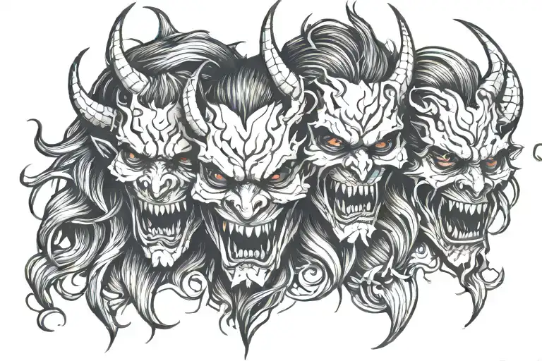 Faded Demon Faces Slight Smile