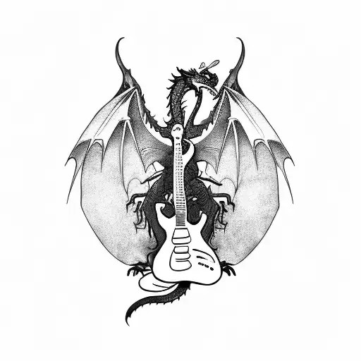Dragon Playing A Guitar