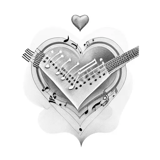 A Guitar With Musical Notes Forming A Heart Shape