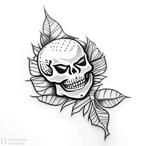 Skeleton Sitting On Leaf