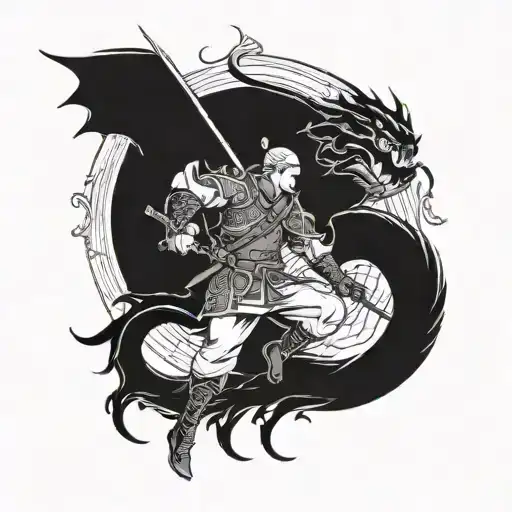 Archer Fighting Moon Dragon