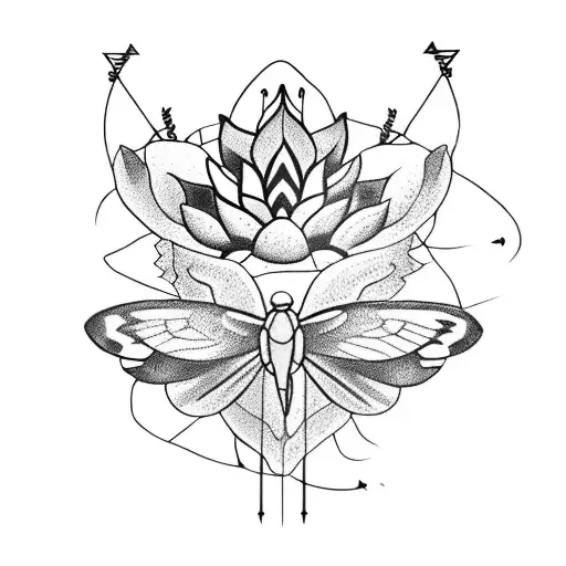 Arrow With Butterfly And Lotus Flower