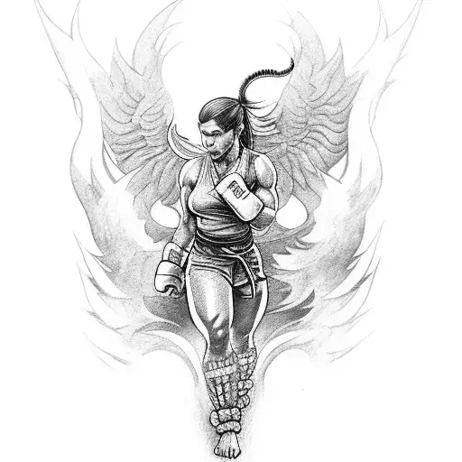 A Kickboxer In A Fierce Battle With A Mythical Phoenix