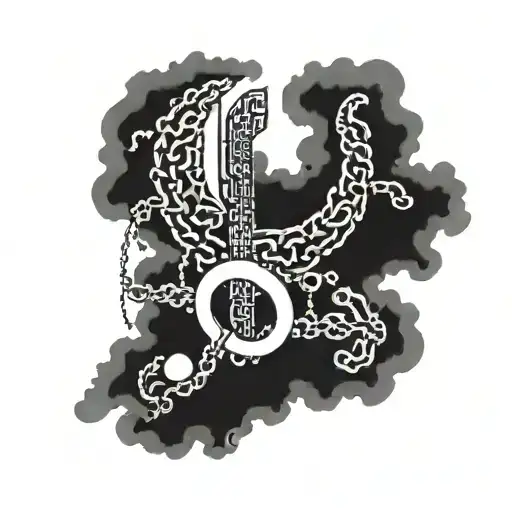 A Tattoo Design Of A Pixelated Music Note Made Up Of Chains