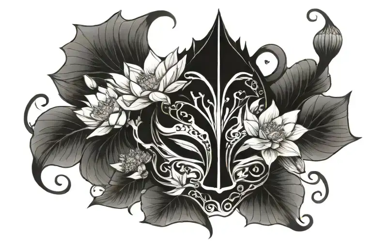 Shinigami Mask With Lotus Flowers
