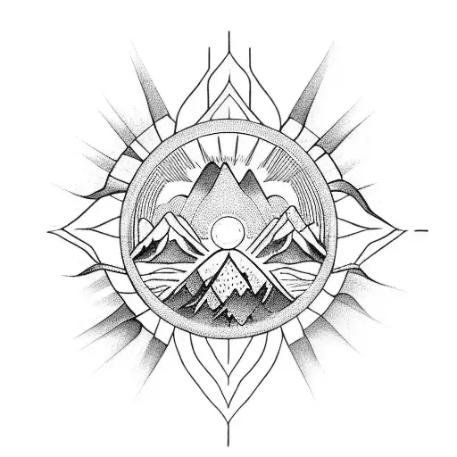 Inside A Sun Is The Silhouette Of A Mountain