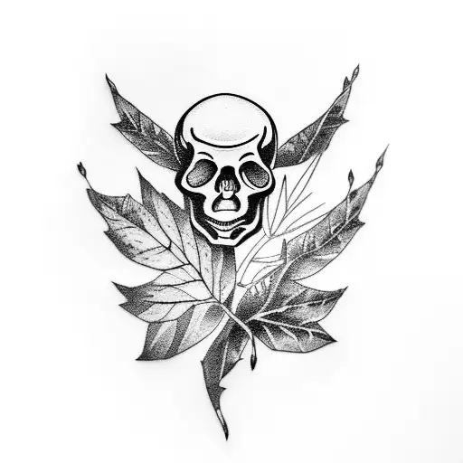 Skeleton Sitting On Leaf