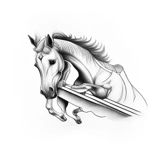 A Blackwork Tattoo Of A Horse Playing A Piano