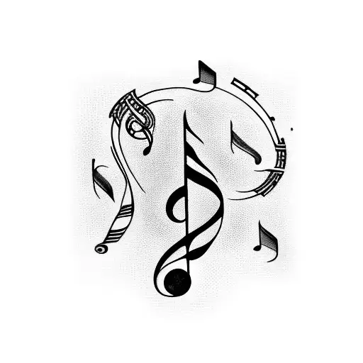 Musical Notes Intertwined With Cat Silhouettes