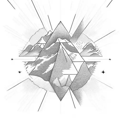Mountain Inside The Sun And The Horizon Lines Of The Mountain Become Rays Of The Sun