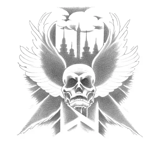 Faded Clouds Stair Way To Heaven With Angel In The Middle And The 1956 And 1971 On Either Sides