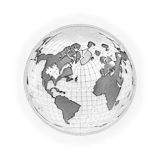 A Blackwork Tattoo Of A World Map With Music Notes Marking The Places The Client Has Traveled To