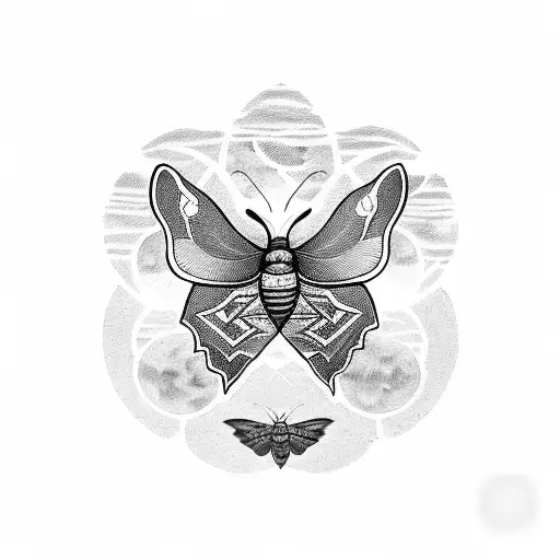 A Moth With Phases Of The Moon