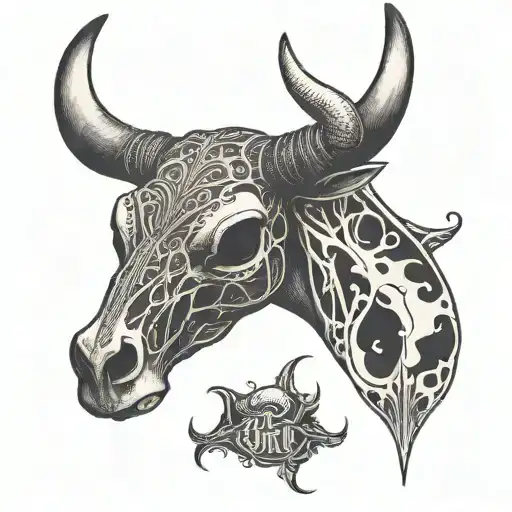 Dawn Night Sky And A Cow Skull