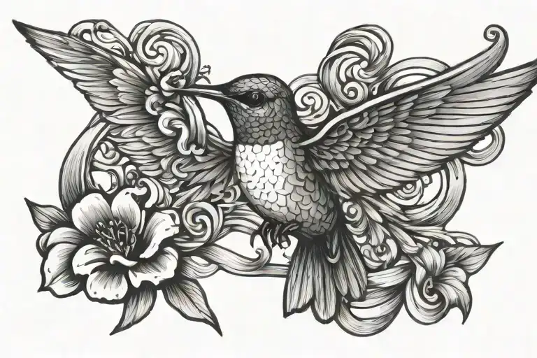 Hummingbird With Ribbon Wrapping