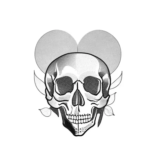 Crow On A Skull And Flowers