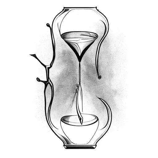 A Haunting Blackwork Tattoo Of A Blood-filled Hourglass