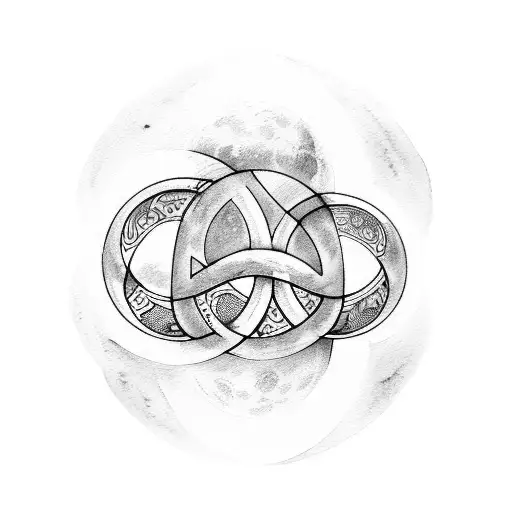 A Mystical Triple Moon Symbol With Watercolor Effects
