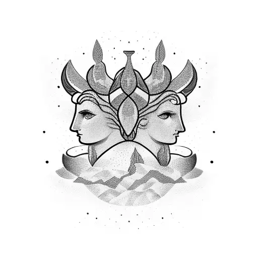 Olive Branch With Gemini With Greek God