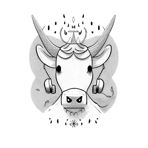 Cartoon Cow Listening To Music