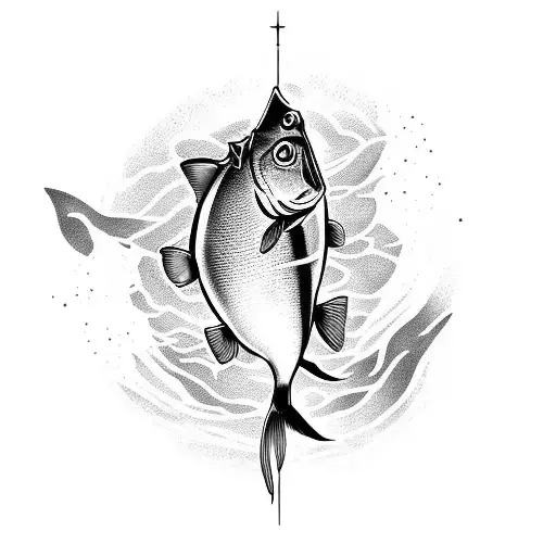 A Bonito Fish Being Caught