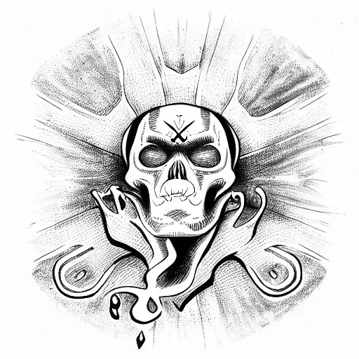 Red Skull With Heart