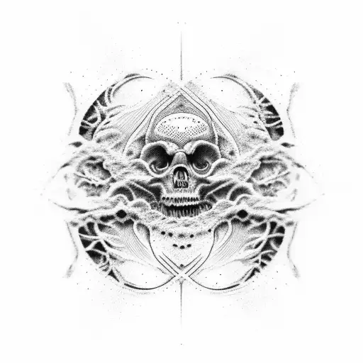 A Dark And Abstract Dotwork Tattoo Representing The Inner Struggles Of A Psychotic Mind