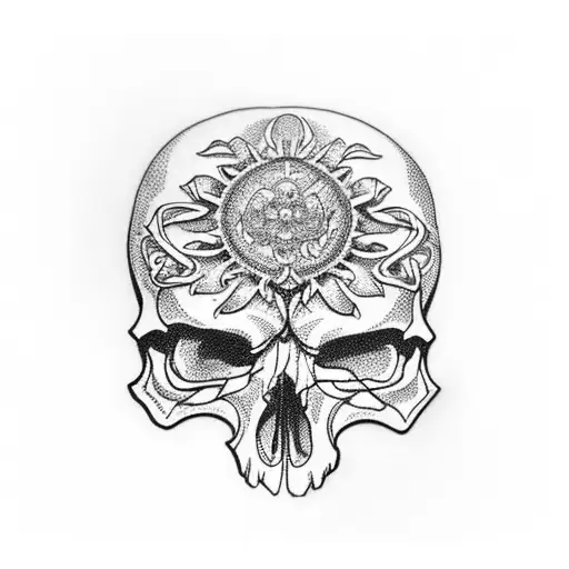 A Detailed Skull Surrounded By Intricate Jewelry