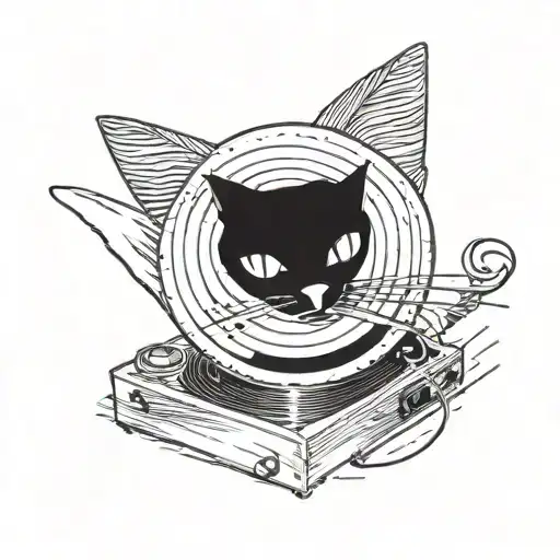 Vinyl Record Spinning With Cat Sitting